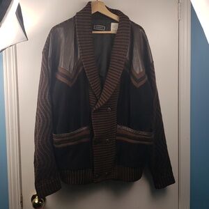 Saxony Vintage Leather Coogie Style Ramie Jacket Size Large